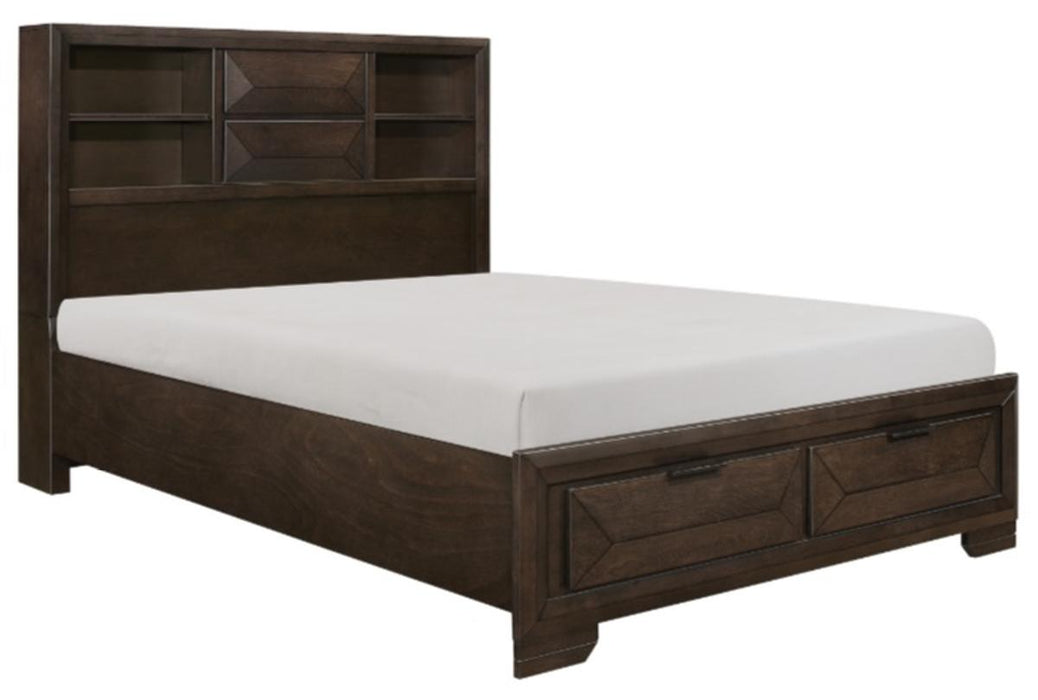 Homelegance Chesky King Bookcase Bed with Footboard Storage in Warm Espresso 1753K-1EK* - Home Discount Furniture - NJ-linden