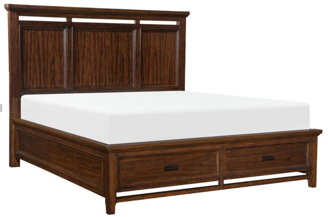 Homelegance Frazier King Upholstered Storage Platform Bed in Dark Cherry 1649K-1EK* - Home Discount Furniture - NJ-linden