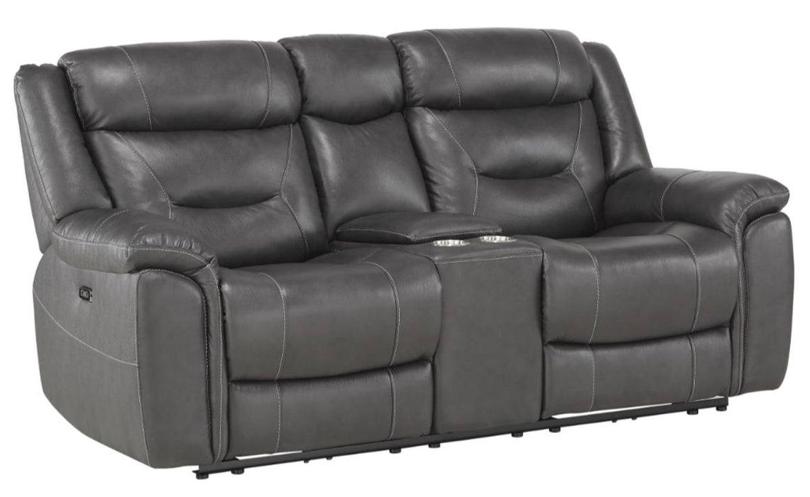 Homelegance Furniture Danio Power Double Reclining Loveseat with Power Headrests in Dark Gray 9528DGY-2PWH - Home Discount Furniture - NJ-linden