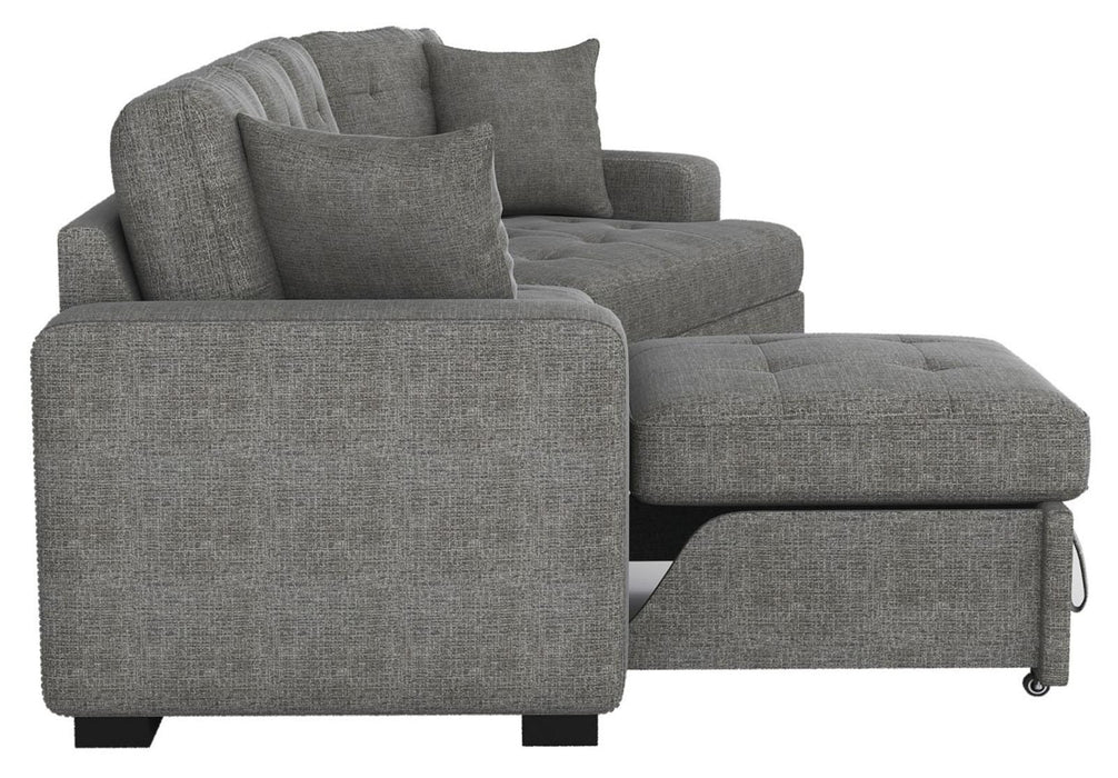 Homelegance Furniture Logansport Left Side 2-Seater with Pull-out Ottoman and 1 Pillow in Gray 9401GRY-2L - Home Discount Furniture - NJ-linden