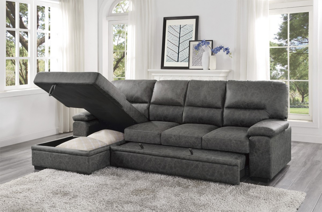 Homelegance Furniture Michigan Sectional with Pull Out Bed and Left Chaise in Dark Gray 9407DG*2LC3R - Home Discount Furniture - NJ-linden