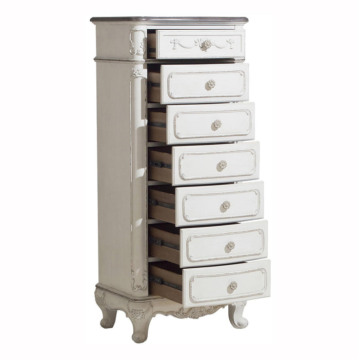 Homelegance Cinderella 7 Drawer Tall Chest Antique White with Grey Rub-Through 1386NW-12 - Home Discount Furniture - NJ-linden