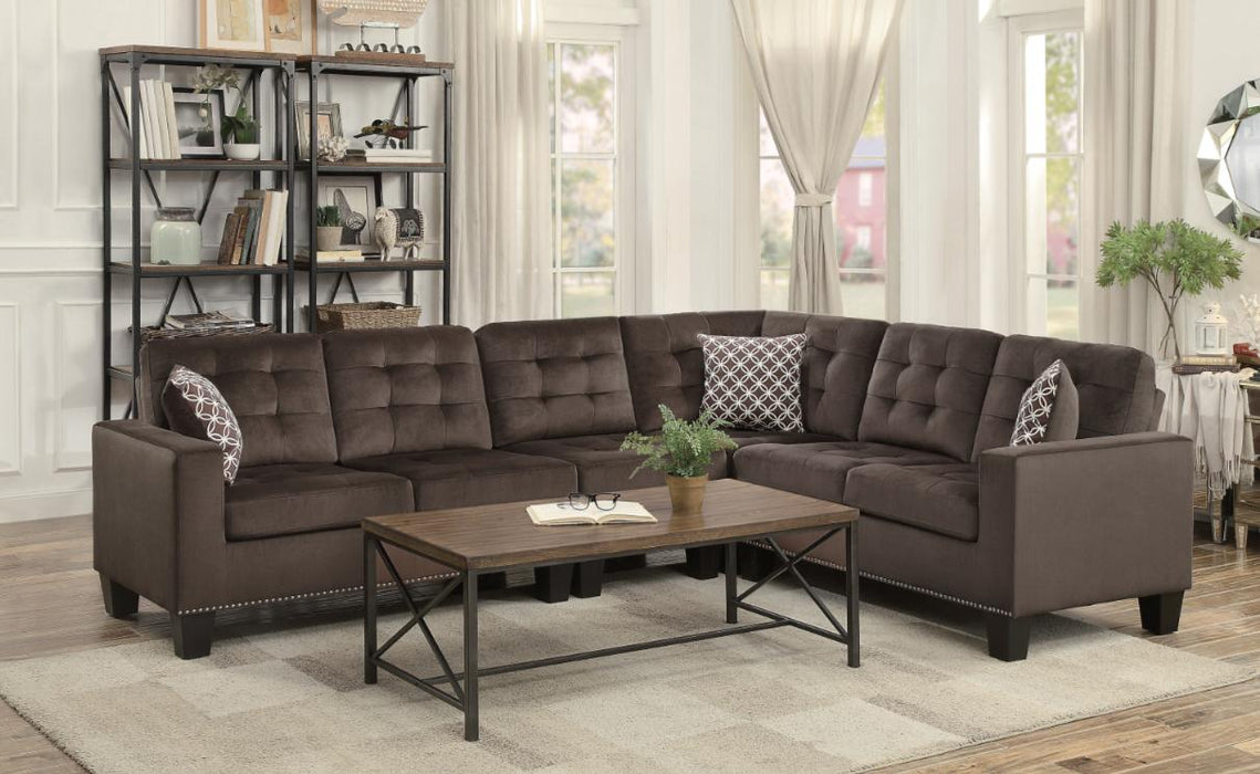 Homelegance Furniture Lantana 2-Piece Reversible Sectional in Chocolate 9957CH*SC - Home Discount Furniture - NJ-linden