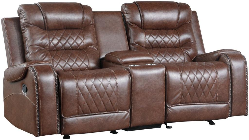 Homelegance Furniture Putnam Double Glider Reclining Loveseat in Brown 9405BR-2 - Home Discount Furniture - NJ-linden