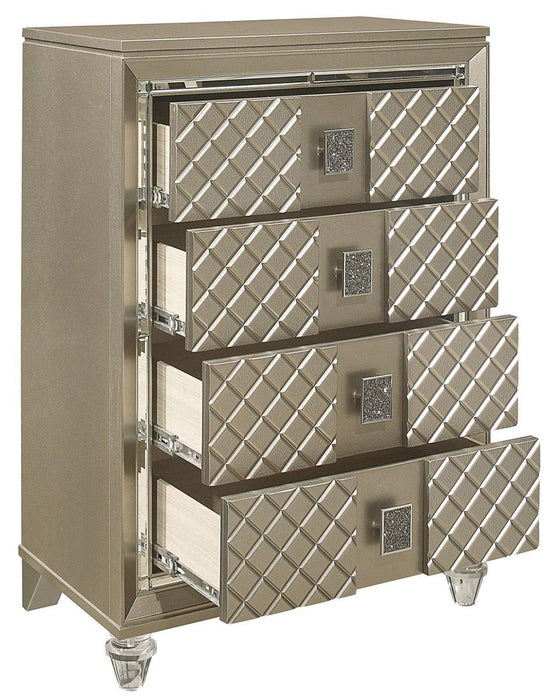 Homelegance Furniture Youth Loudon 4 Drawer Chest in Champagne Metallic B1515-9 - Home Discount Furniture - NJ-linden