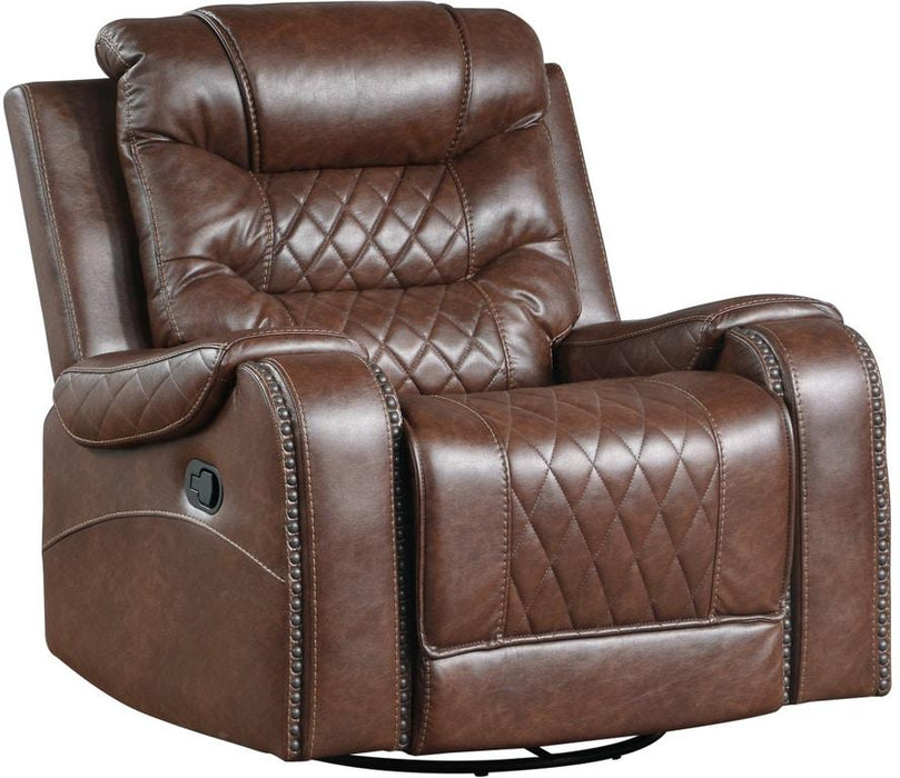 Homelegance Furniture Putnam Swivel Glider Reclining Chair in Brown 9405BR-1 - Home Discount Furniture - NJ-linden