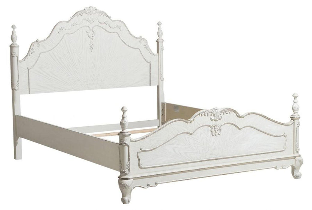 Homelegance Cinderella Queen Poster Bed in Antique White 1386NW-1* - Home Discount Furniture - NJ-linden