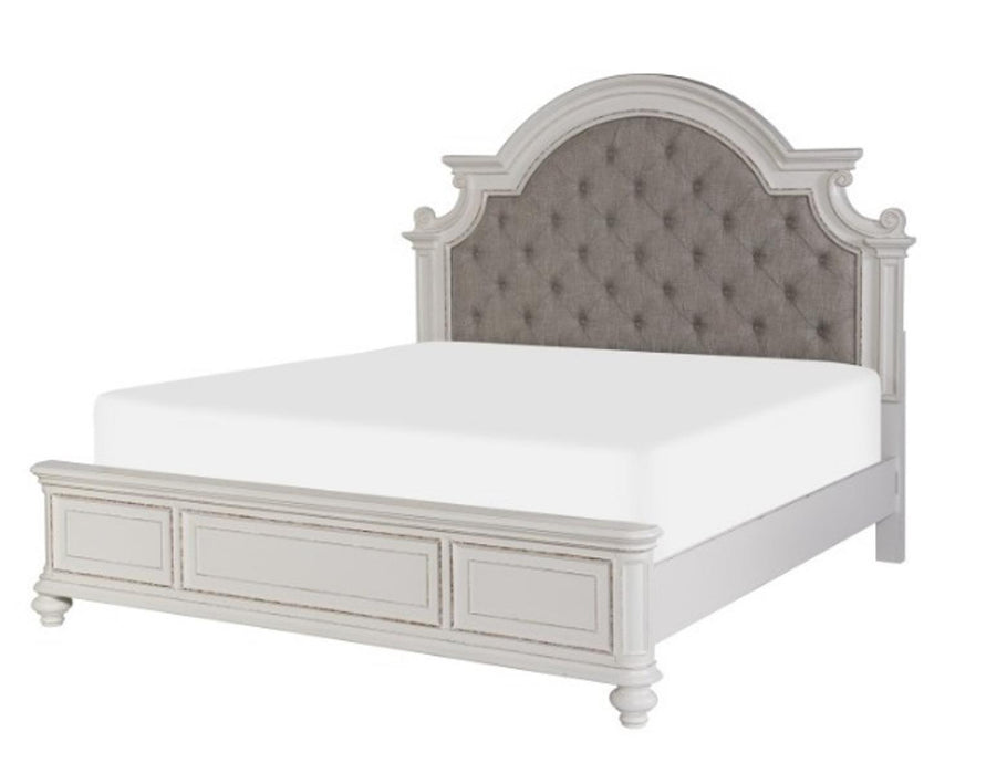 Homelegance Baylesford King Upholstered Panel Bed in Antique White 1624KW-1EK* - Home Discount Furniture - NJ-linden