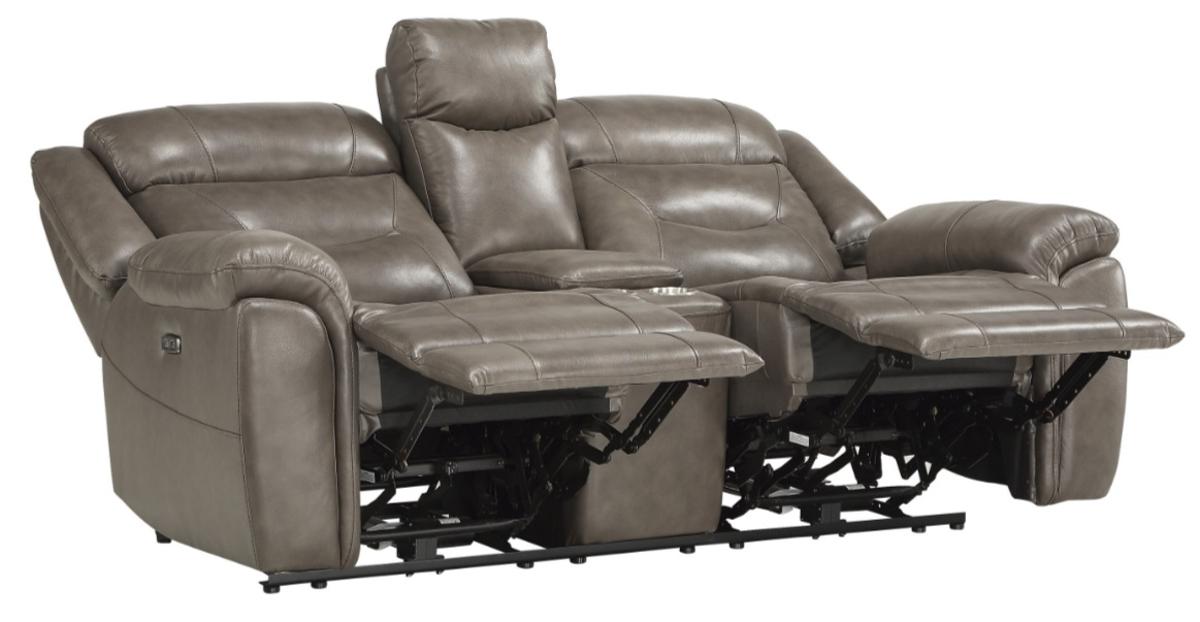 Homelegance Furniture Danio Power Double Reclining Loveseat with Power Headrests in Brownish Gray 9528BRG-2PWH - Home Discount Furniture - NJ-linden