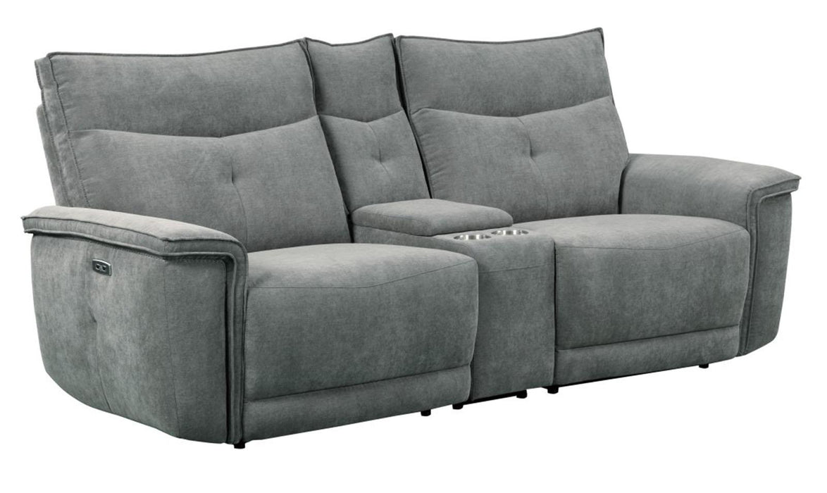 Homelegance Furniture Tesoro Power Double Reclining Loveseat in Dark Gray 9509DG-2CNPWH* - Home Discount Furniture - NJ-linden