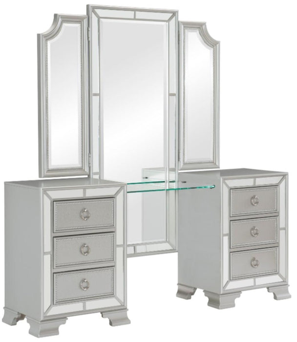 Homelegance Avondale Vanity Dresser with Mirror in Silver 1646-15 - Home Discount Furniture - NJ-linden