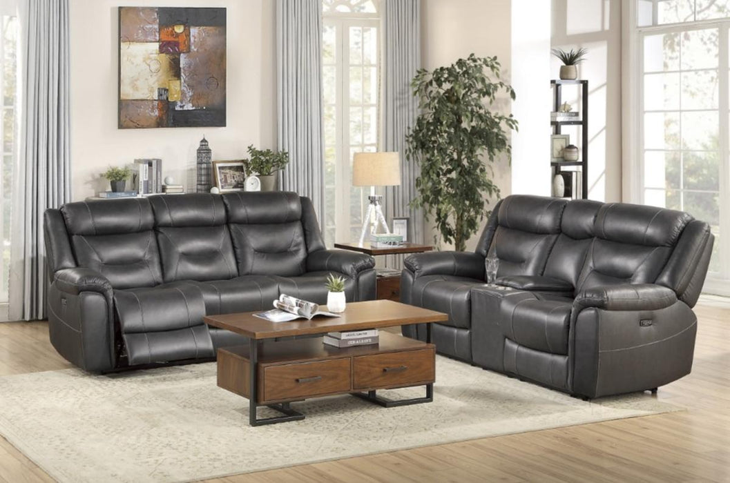 Homelegance Furniture Danio Power Double Reclining Loveseat with Power Headrests in Dark Gray 9528DGY-2PWH - Home Discount Furniture - NJ-linden