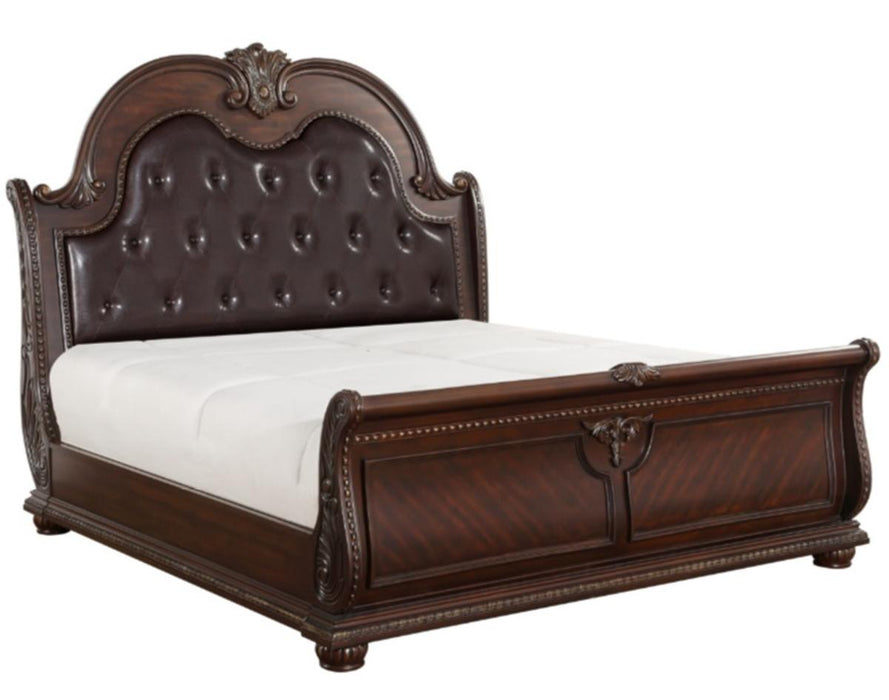 Homelegance Cavalier King Sleigh Bed in Dark Cherry 1757K-1EK* - Home Discount Furniture - NJ-linden