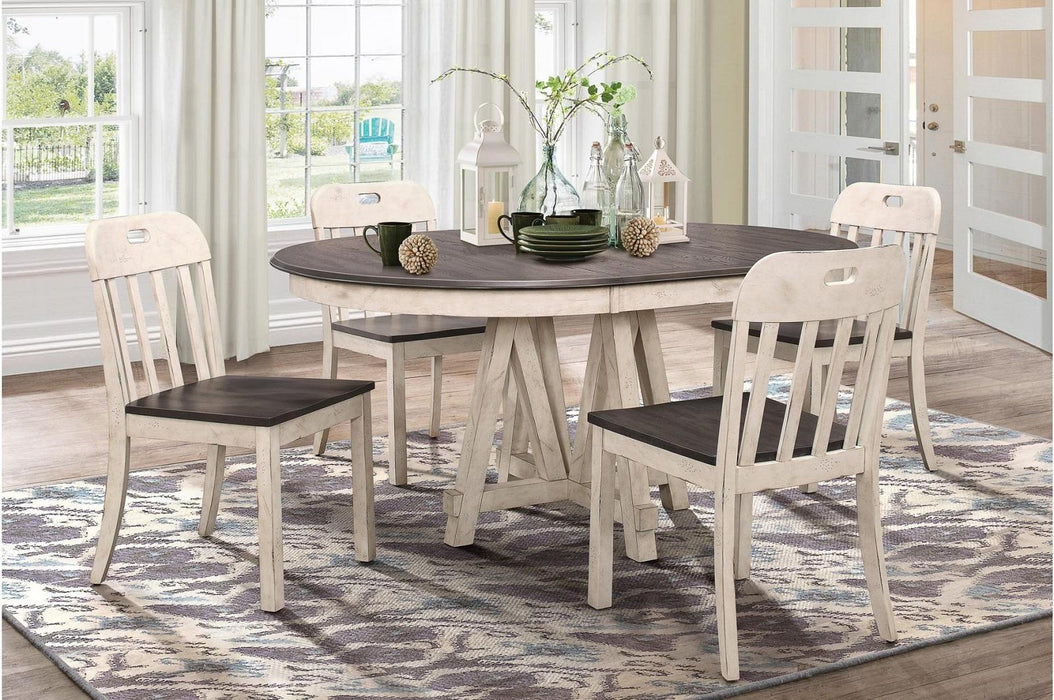 Homelegance Clover Round Dining Table in White and Gray 5656-66* - Home Discount Furniture - NJ-linden