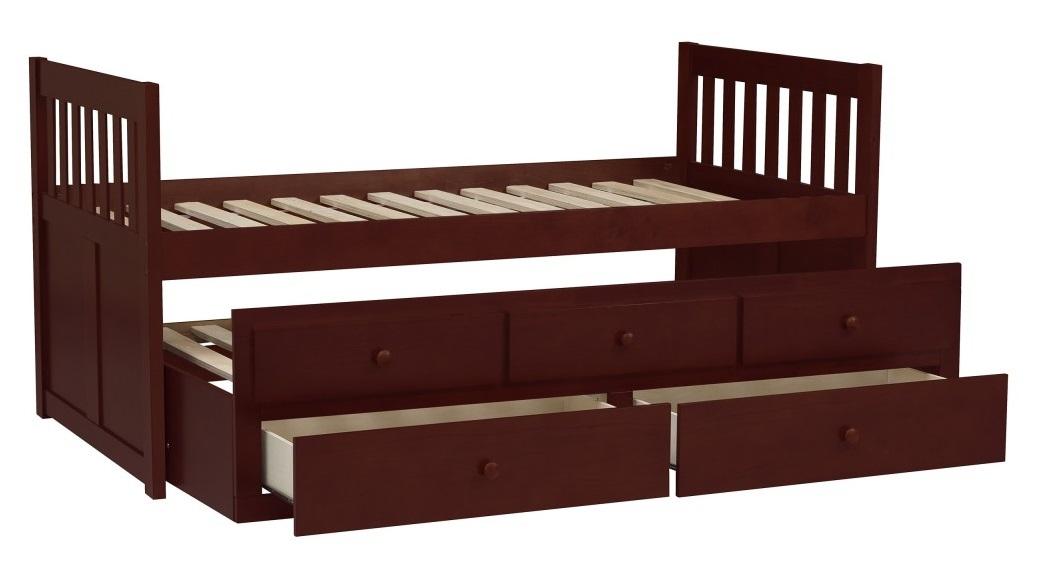 Homelegance Rowe Twin/Twin Trundle Bed w/ Two Storage Drawers in Dark Cherry B2013PRDC-1* - Home Discount Furniture - NJ-linden