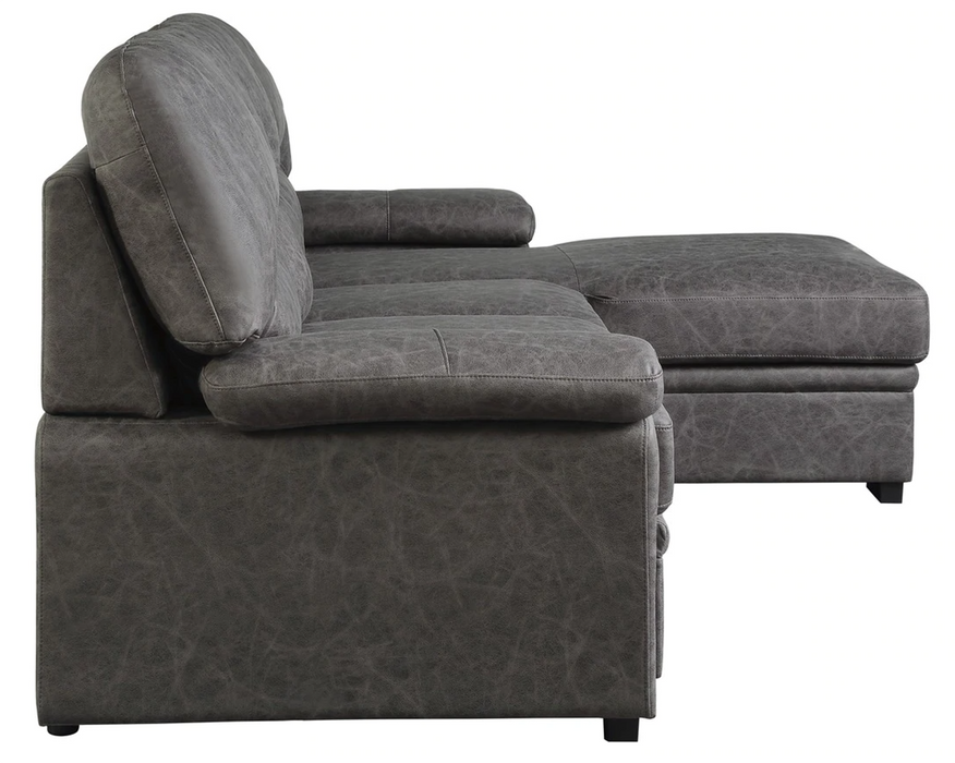 Homelegance Furniture Michigan Sectional with Pull Out Bed and Right Chaise in Dark Gray 9407DG*2RC3L - Home Discount Furniture - NJ-linden