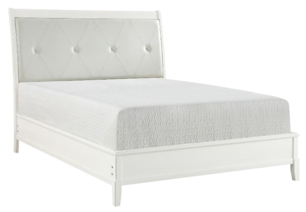 Homelegance Cotterill King Upholstered Sleigh Bed in Antique White 1730KWW-1EK* - Home Discount Furniture - NJ-linden