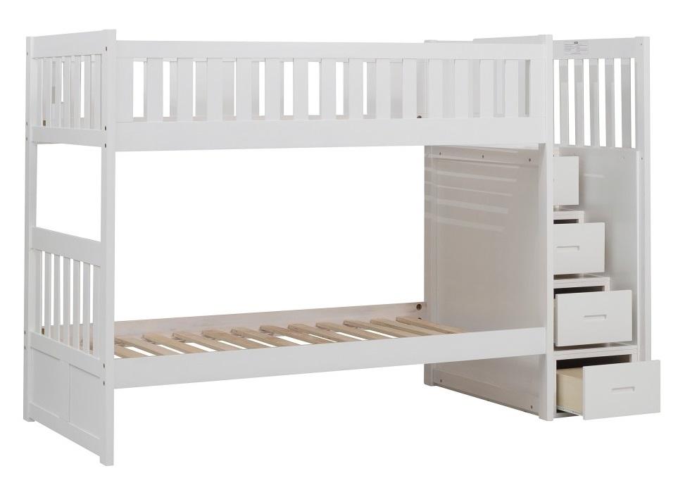 Homelegance Galen Bunk Bed w/ Reversible Step Storage in White B2053SBW-1* - Home Discount Furniture - NJ-linden