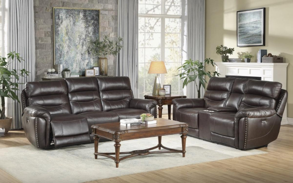 Homelegance Furniture Lance Power Double Reclining Loveseat with Power Headrests in Brown 9527BRW-2PWH - Home Discount Furniture - NJ-linden