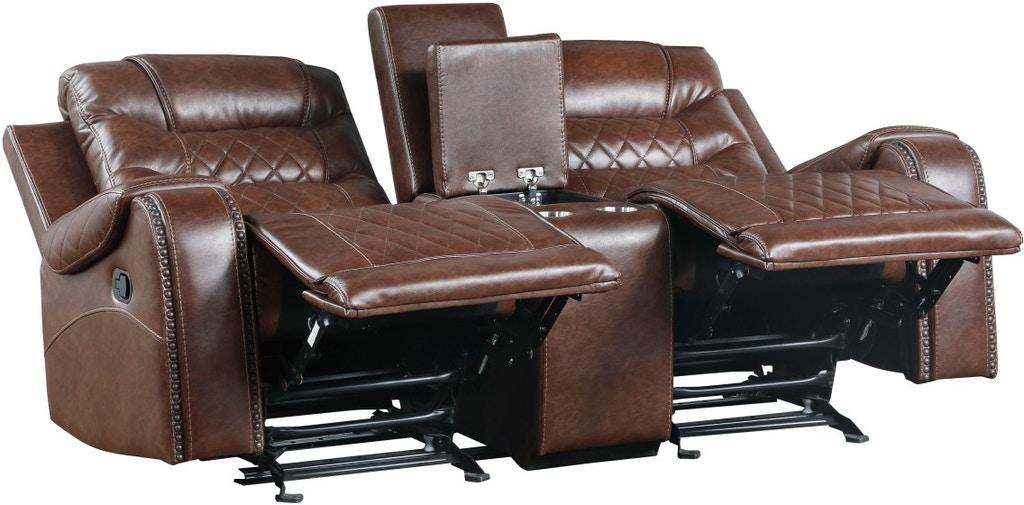 Homelegance Furniture Putnam Double Glider Reclining Loveseat in Brown 9405BR-2 - Home Discount Furniture - NJ-linden