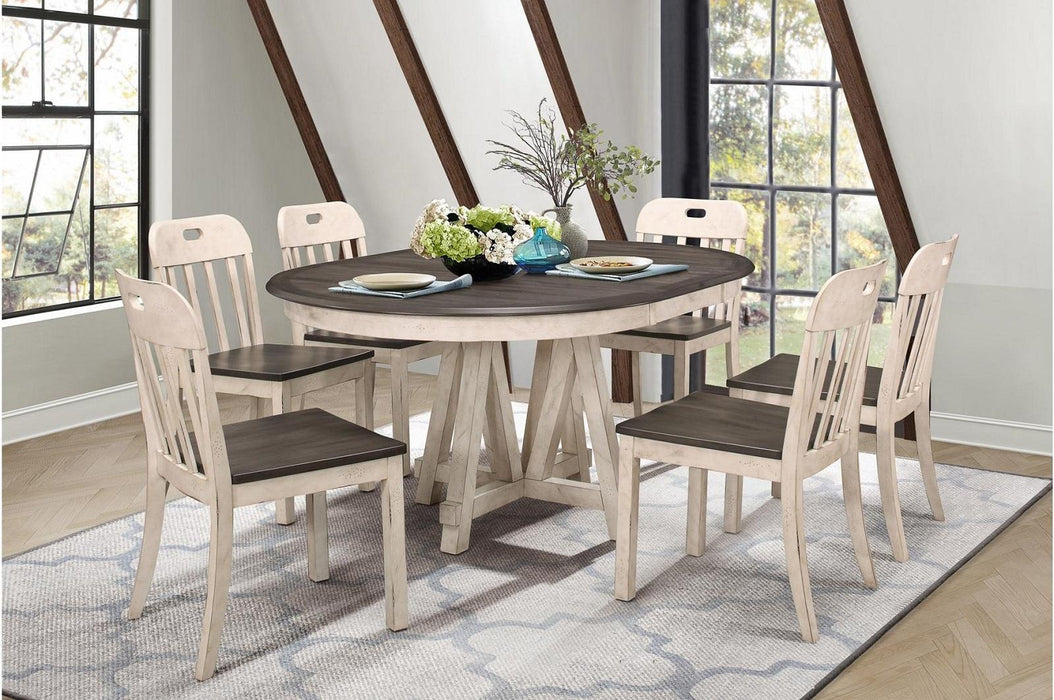 Homelegance Clover Round Dining Table in White and Gray 5656-66* - Home Discount Furniture - NJ-linden