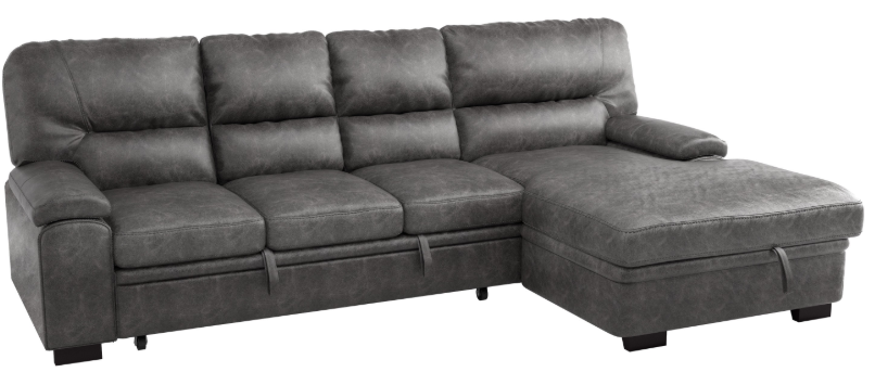 Homelegance Furniture Michigan Sectional with Pull Out Bed and Right Chaise in Dark Gray 9407DG*2RC3L - Home Discount Furniture - NJ-linden