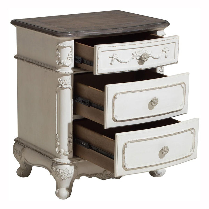 Homelegance Cinderella Night Stand in Antique White with Grey Rub-Through 1386NW-4 - Home Discount Furniture - NJ-linden