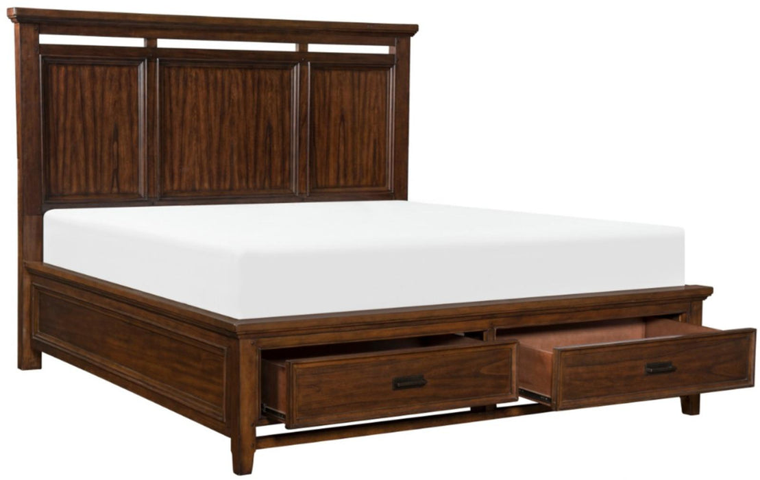 Homelegance Frazier King Upholstered Storage Platform Bed in Dark Cherry 1649K-1EK* - Home Discount Furniture - NJ-linden