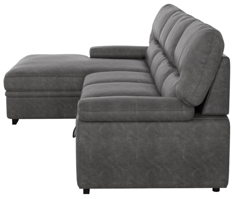 Homelegance Furniture Michigan Sectional with Pull Out Bed and Left Chaise in Dark Gray 9407DG*2LC3R - Home Discount Furniture - NJ-linden