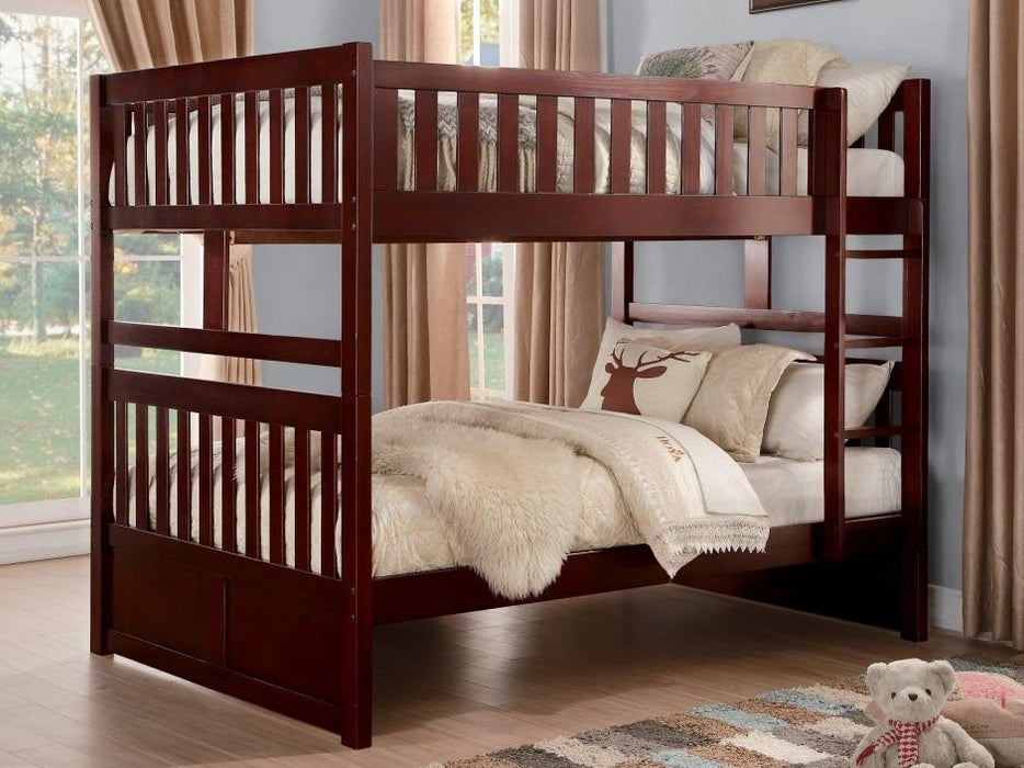 Homelegance Rowe Full/Full Bunk Bed in Dark Cherry B2013FFDC-1* - Home Discount Furniture - NJ-linden