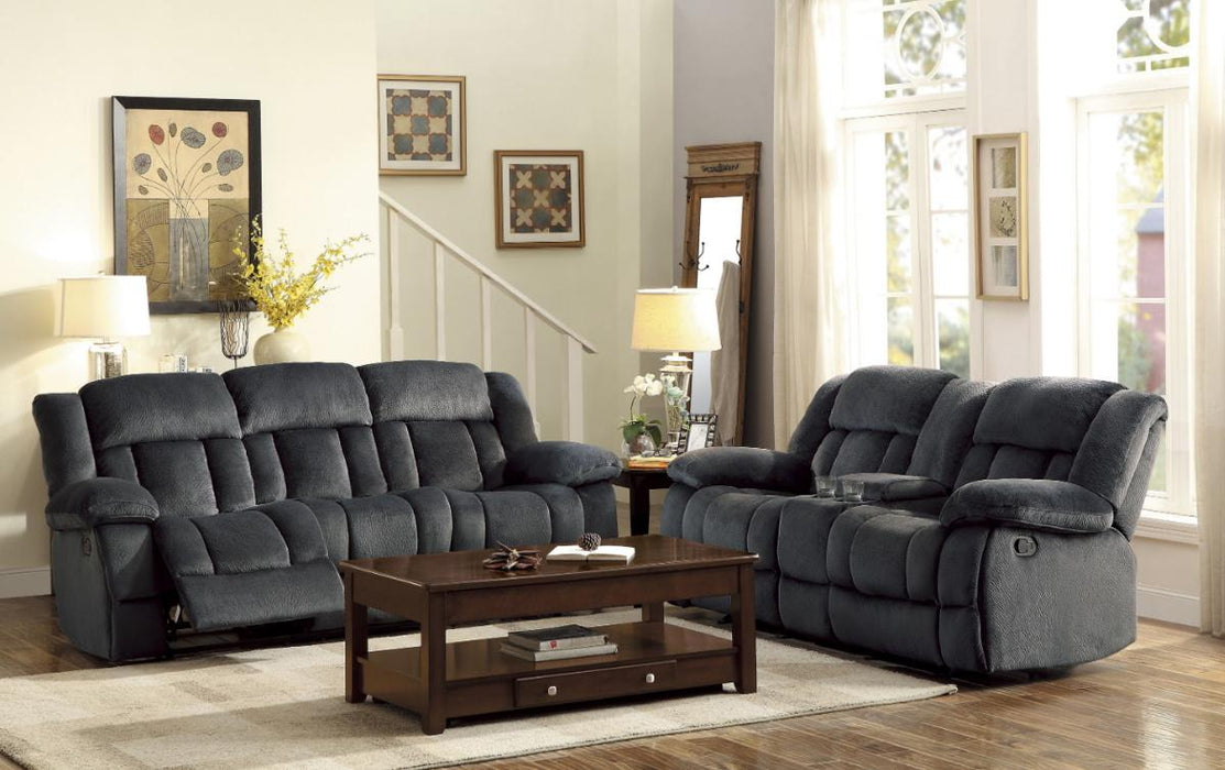 Homelegance Furniture Laurelton Double Glider Reclining Loveseat w/ Center Console in Charcoal 9636CC-2 - Home Discount Furniture - NJ-linden