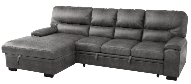 Homelegance Furniture Michigan Sectional with Pull Out Bed and Left Chaise in Dark Gray 9407DG*2LC3R - Home Discount Furniture - NJ-linden