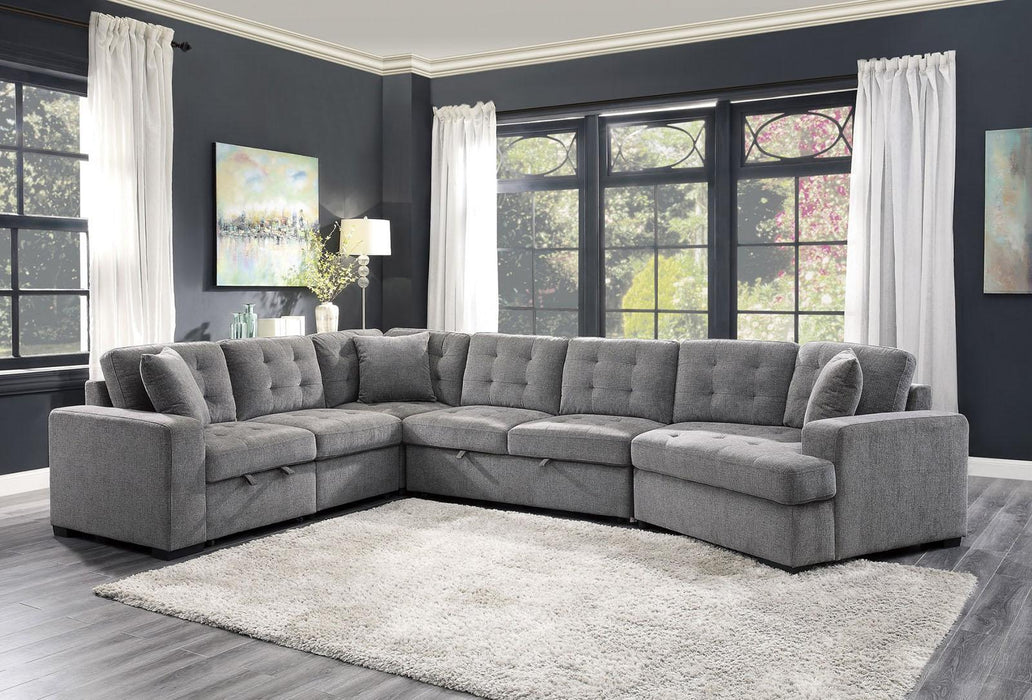 Homelegance Furniture Logansport Armless 2-Seater with Pull-out Bed in Gray 9401GRY-2A - Home Discount Furniture - NJ-linden