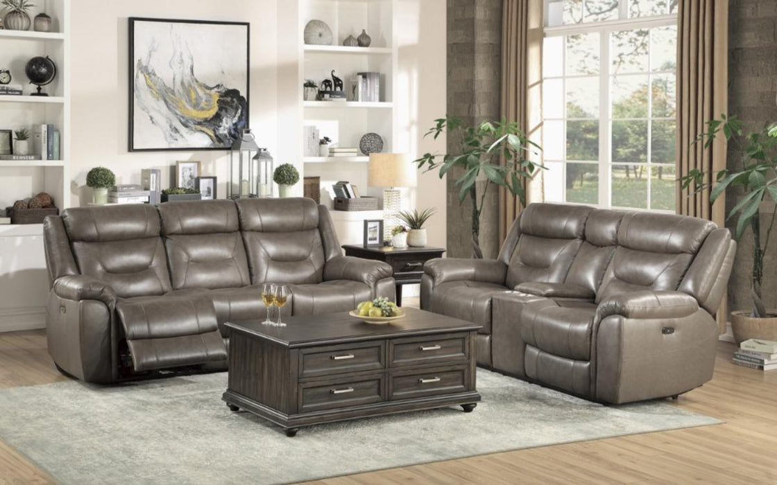 Homelegance Furniture Danio Power Double Reclining Loveseat with Power Headrests in Brownish Gray 9528BRG-2PWH - Home Discount Furniture - NJ-linden