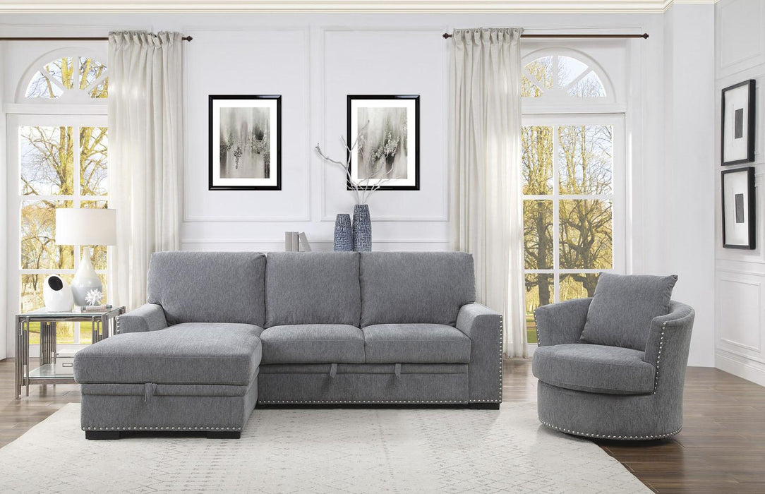 Homelegance Furniture Morelia 2pc Sectional with Pull Out Bed and Left Chaise in Dark Gray 9468DG*2LC2R - Home Discount Furniture - NJ-linden