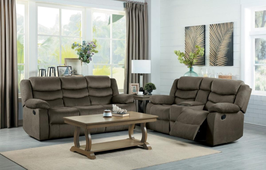 Homelegance Furniture Discus Double Reclining Loveseat in Brown 9526BR-2 - Home Discount Furniture - NJ-linden