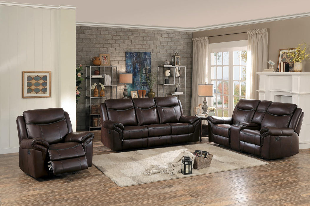 Homelegance Furniture Aram Double Glider Reclining Loveseat in Brown 8206BRW-2 - Home Discount Furniture - NJ-linden