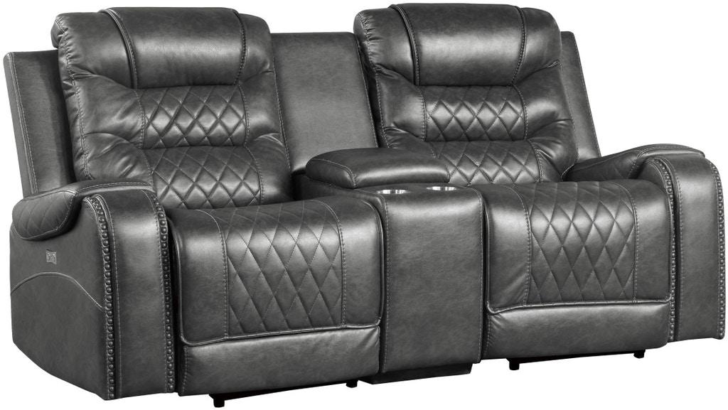 Homelegance Furniture Putnam Double Glider Reclining Loveseat in Gray 9405GY-2 - Home Discount Furniture - NJ-linden