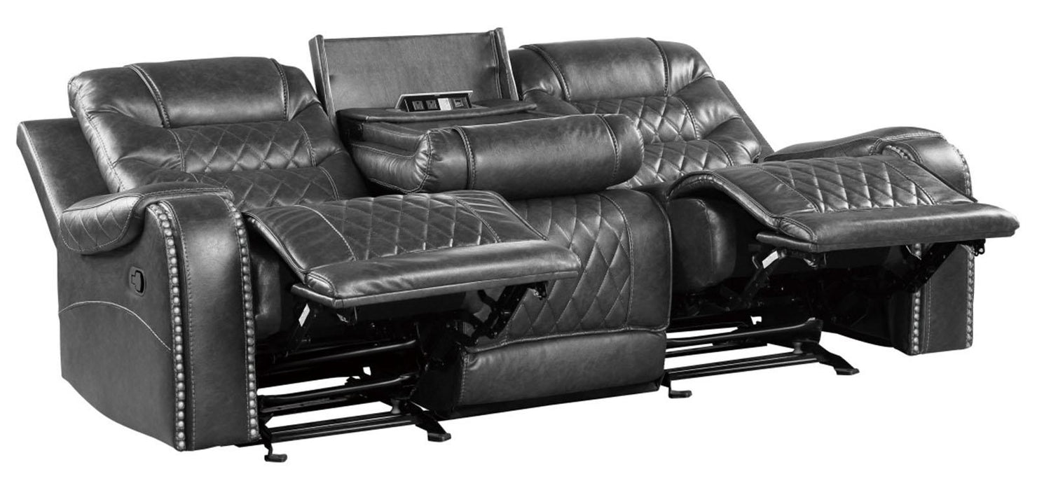 Homelegance Furniture Putnam Double Reclining Sofa with Drop-Down in Gray 9405GY-3 - Home Discount Furniture - NJ-linden