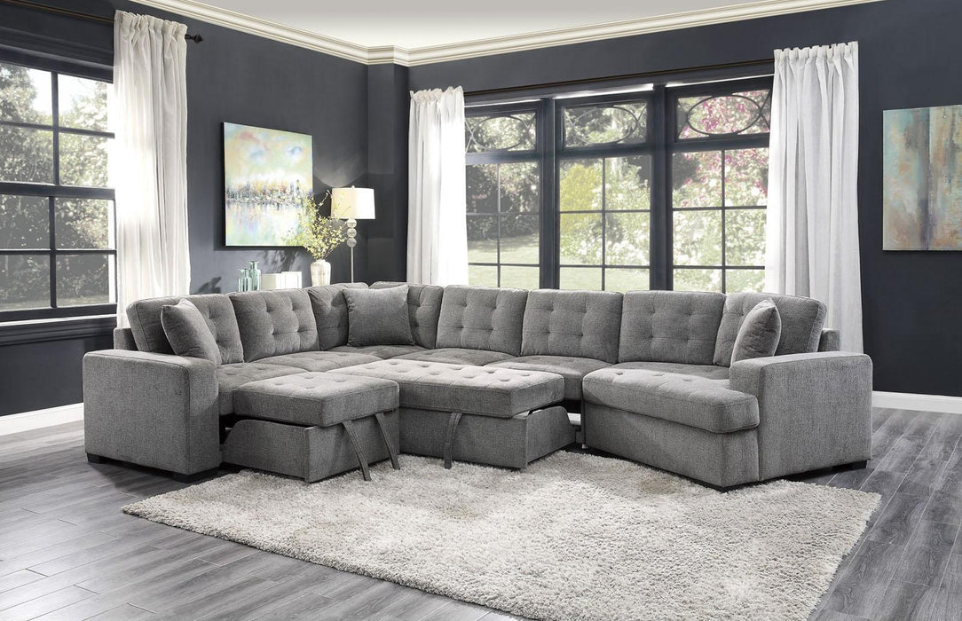 Homelegance Furniture Logansport Armless 2-Seater with Pull-out Bed in Gray 9401GRY-2A - Home Discount Furniture - NJ-linden