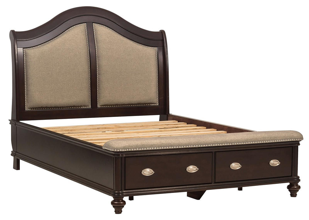 Homelegance Marston Queen Sleigh Storage Bed in Dark Cherry 2615DC-1 - Home Discount Furniture - NJ-linden