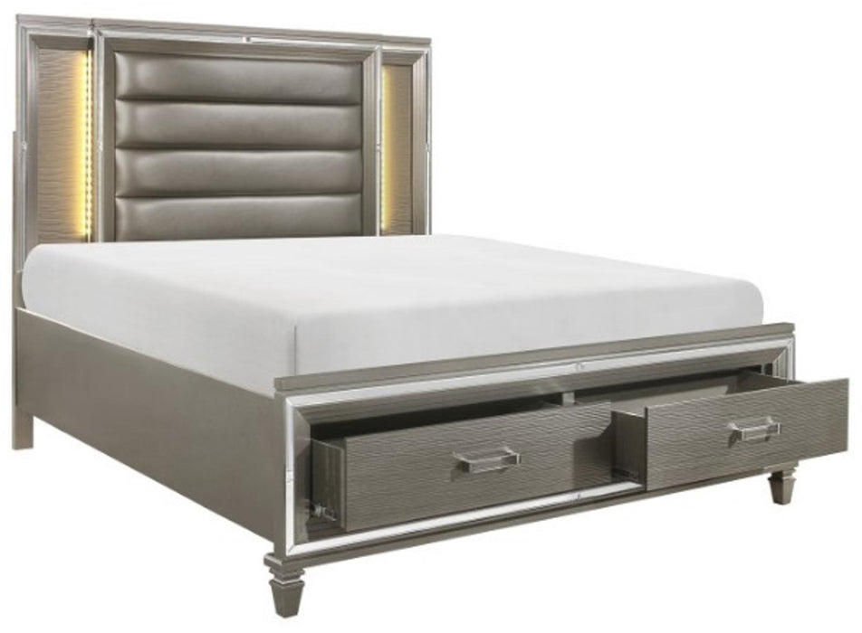 Homelegance Tamsin King Upholstered Storage Bed in Silver Grey Metallic 1616K-1EK* - Home Discount Furniture - NJ-linden