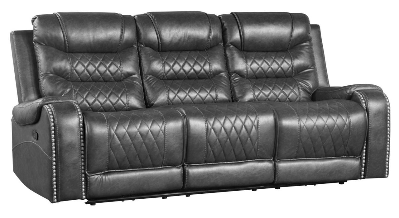 Homelegance Furniture Putnam Double Reclining Sofa with Drop-Down in Gray 9405GY-3 - Home Discount Furniture - NJ-linden