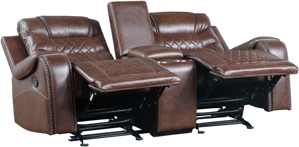 Homelegance Furniture Putnam Double Glider Reclining Loveseat in Brown 9405BR-2 - Home Discount Furniture - NJ-linden