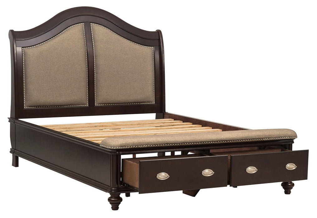 Homelegance Marston Queen Sleigh Storage Bed in Dark Cherry 2615DC-1 - Home Discount Furniture - NJ-linden