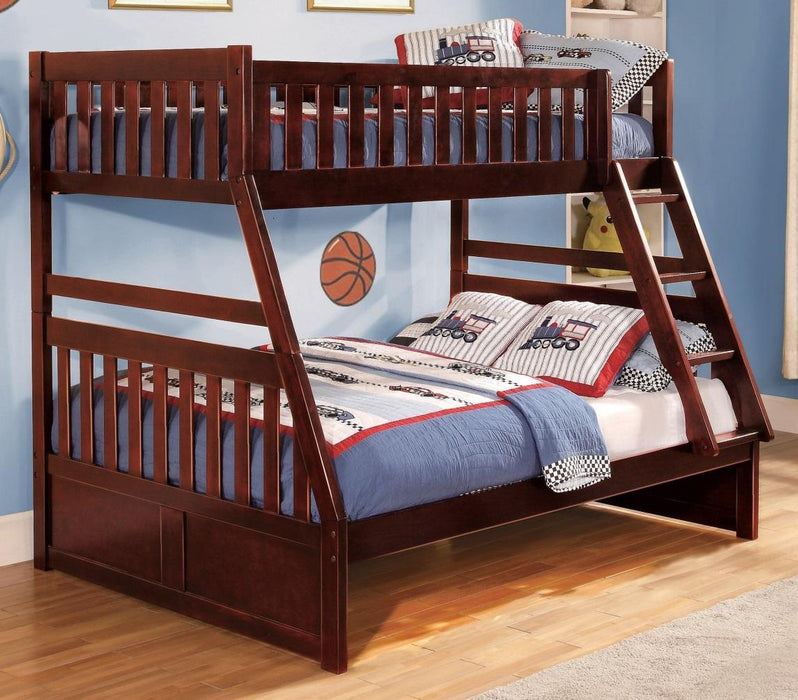 Homelegance Rowe Twin/Full Bunk Bed in Dark Cherry B2013TFDC-1* - Home Discount Furniture - NJ-linden