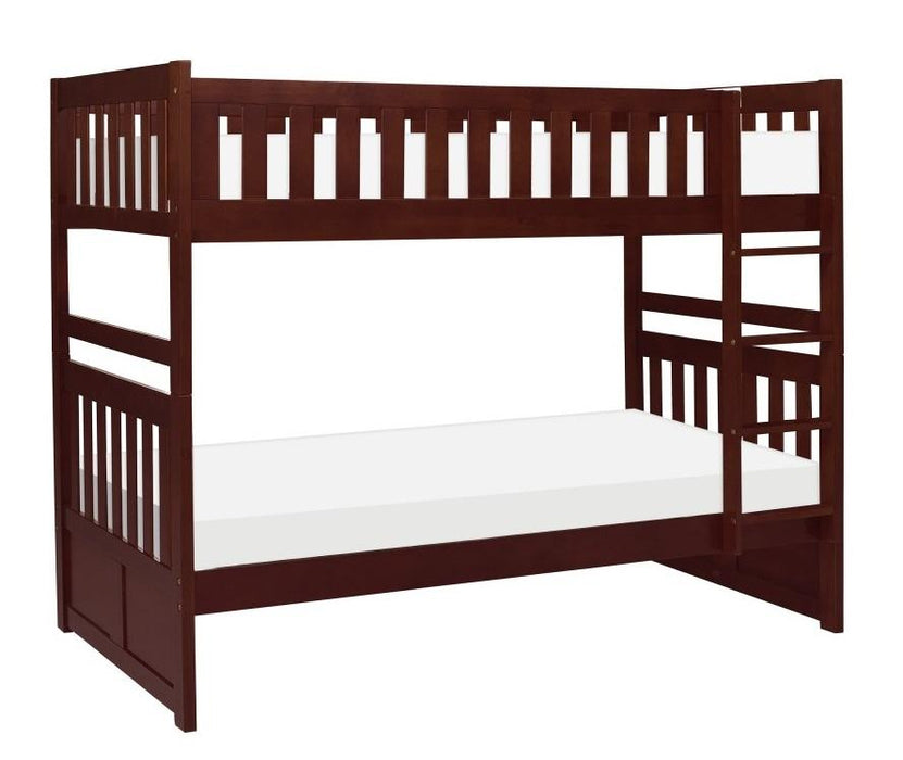 Homelegance Rowe Twin/Twin Bunk Bed in Dark Cherry B2013DC-1* - Home Discount Furniture - NJ-linden