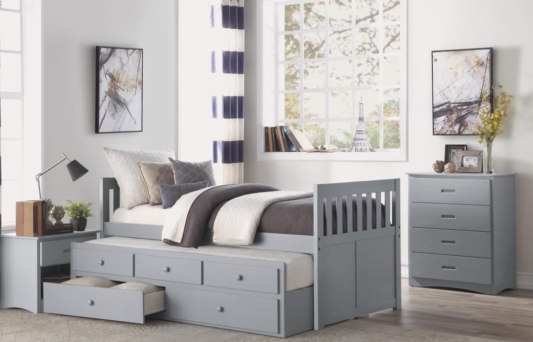 Homelegance Orion Twin/Twin Trundle Bed w/ 2 Storage in Gray B2063PR-1* - Home Discount Furniture - NJ-linden