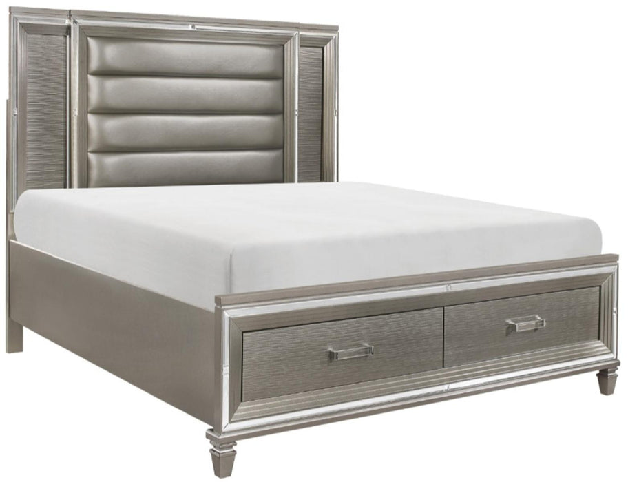 Homelegance Tamsin King Upholstered Storage Bed in Silver Grey Metallic 1616K-1EK* - Home Discount Furniture - NJ-linden