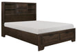 Chesky Queen Bookcase Bed with Footboard Storage in Warm Espresso 1753-1* - Home Discount Furniture - NJ-linden